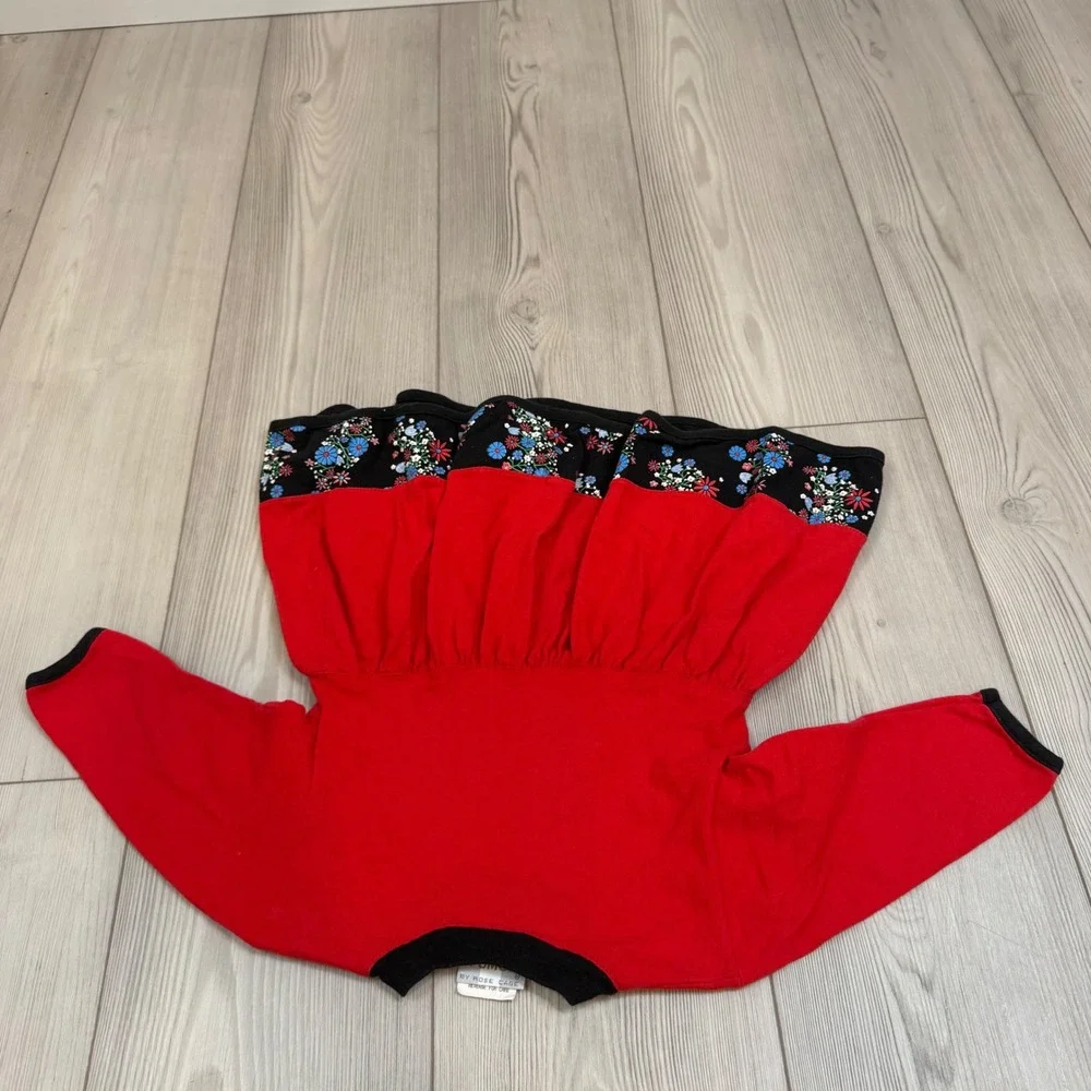 Vintage Spumoni by Rose Cage Red Floral Tunic and Leggings Set Toddler 2T USA